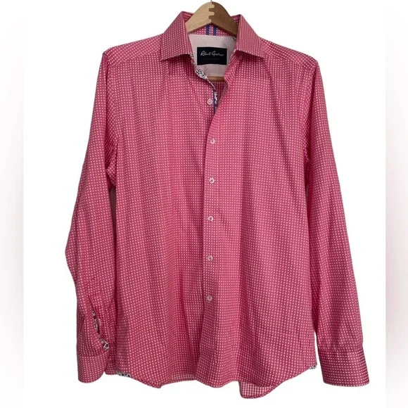 Robert Graham, Pink & White Long Sleeve, Checkered Button Up Shirt, Size L - Picture 1 of 7